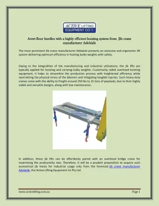 avert floor hurdles with a highly efficient
