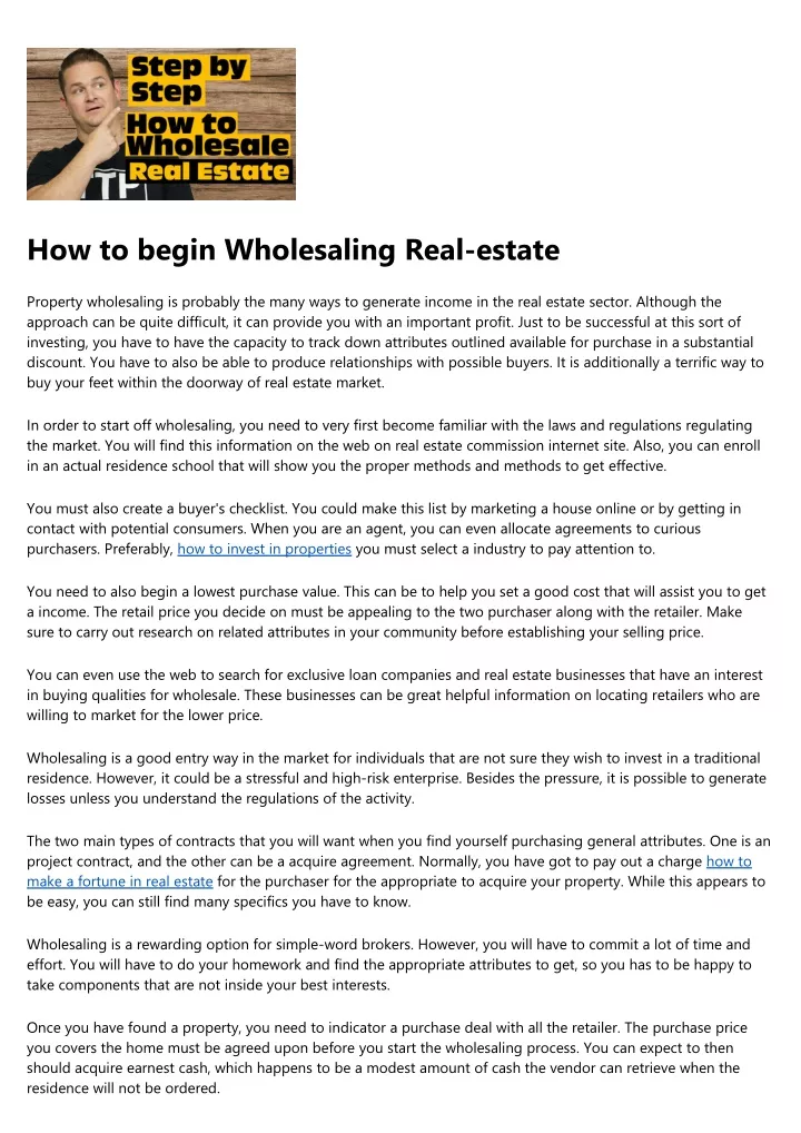 how to begin wholesaling real estate