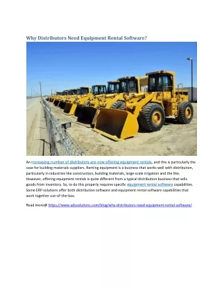 why distributors need equipment rental software