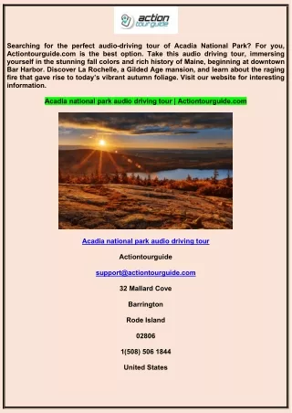 Acadia national park audio driving tour