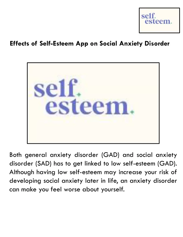 effects of self esteem app on social anxiety