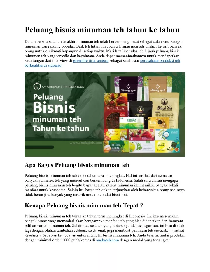 peluang bisnis minuman teh tahun ke tahun