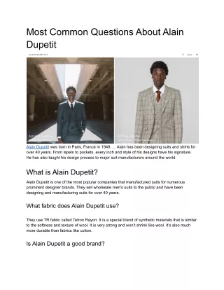 Most Common Questions About Alain Dupetit