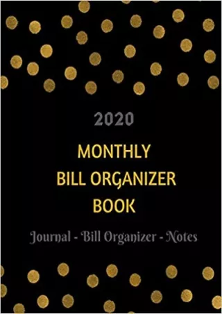 2020 Monthly Bill Organizer Book Monthly Bill Organizer and Financial Budget Planner to