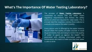 Water Testing Laboratory Dubai | Hits Lab Dubai UAE