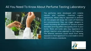 Perfume Testing Laboratory Dubai | Hits Lab Dubai UAE