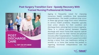 Post Hospital Care Dubai | Salwaty Home Healthcare Dubai UAE