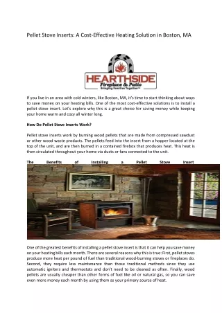 Pellet Stove Inserts: A Cost-Effective Heating Solution in Boston, MA