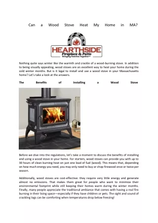 Can a Wood Stove Heat My Home in MA