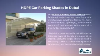 Hdpe Car Parking Shades in Dubai | Al Ameera Tents and Shades Dubai UAE