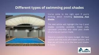 Swimming Pool Shades in Dubai | Al Ameera Tents and Shades Dubai UAE