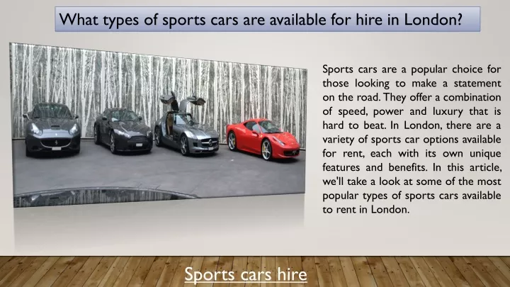 what types of sports cars are available for hire