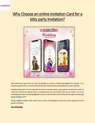 Why Choose an online invitation Card for a  kitty party Invitation?