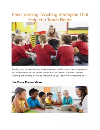 Learning teaching strategies