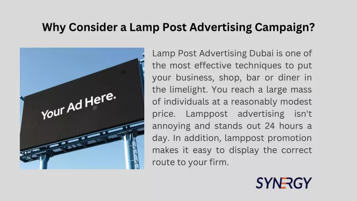 PPT - Lamp Post Advertising Campaign Dubai | Synergy Arabia UAE ...