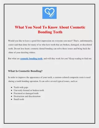 What You Need To Know About Cosmetic Bonding Teeth