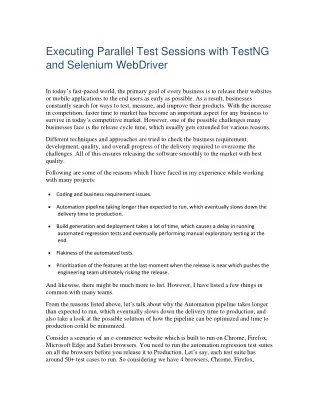 Executing Parallel Test Sessions with TestNG and Selenium WebDriver