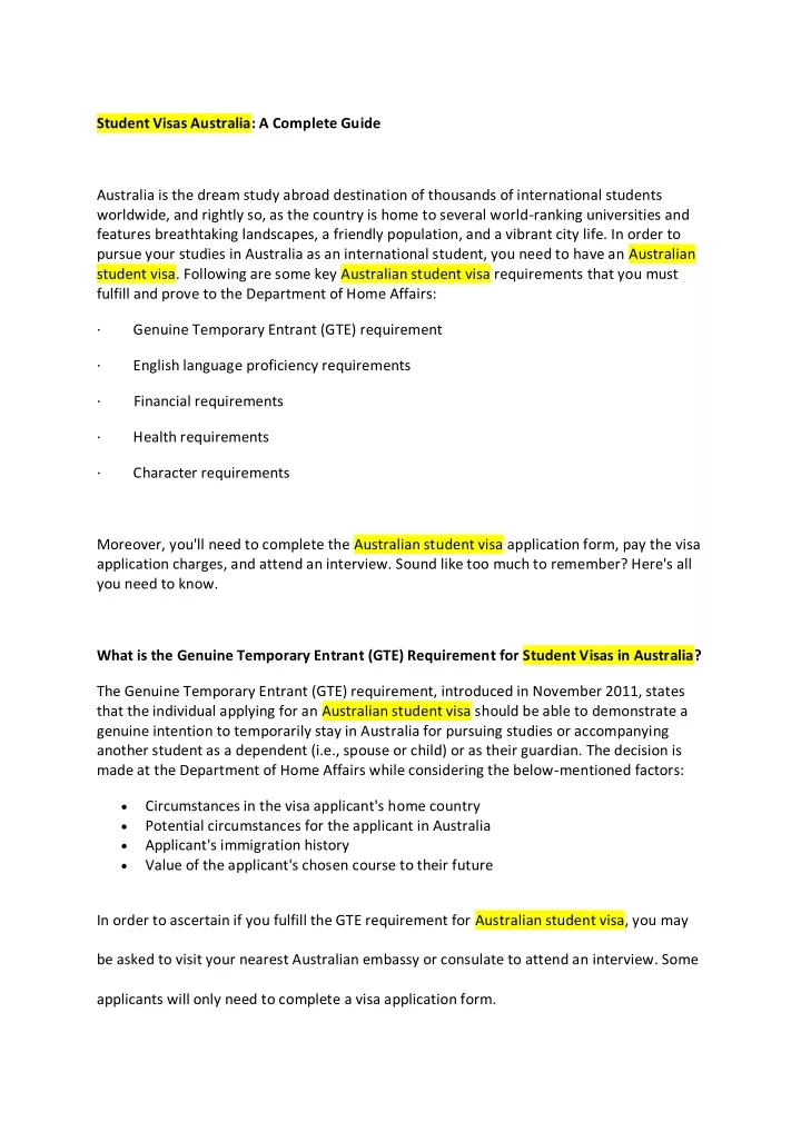 PPT - Student Visas Australia: A Complete Guide PowerPoint Presentation ...