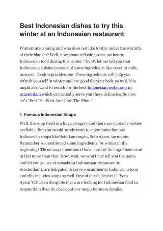 Indonesian Restaurant in Amsterdam | Rabaab Restaurant