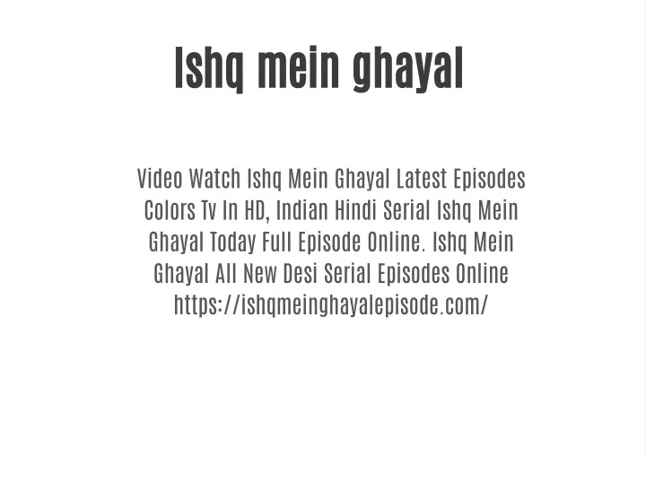 ishq mein ghayal