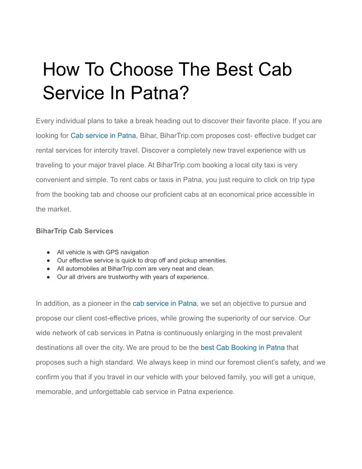 how to choose the best cab service in patna