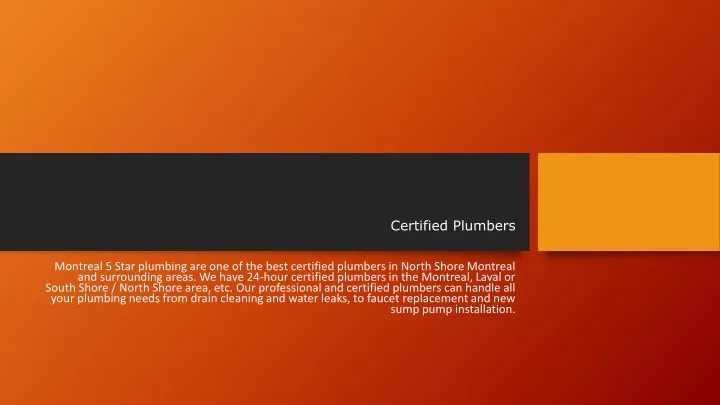 certified plumbers