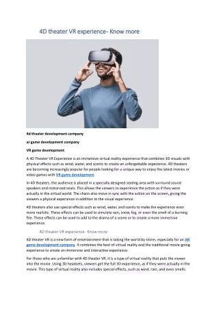 4d theater vr experience 4d theater vr experience