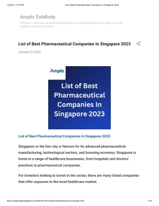 List of Best Pharmaceutical Companies In Singapore 2023