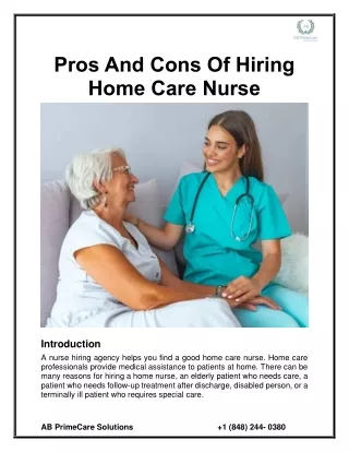 Pros And Cons Of Hiring Home Care Nurse