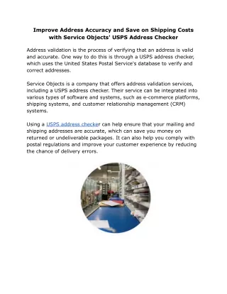Improve Address Accuracy and Save on Shipping Costs with Service Objects' USPS Address Checker