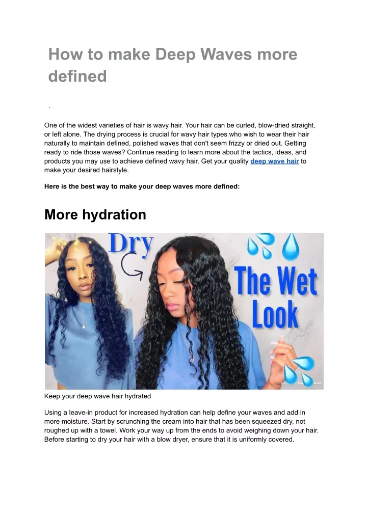 how to make deep waves more defined