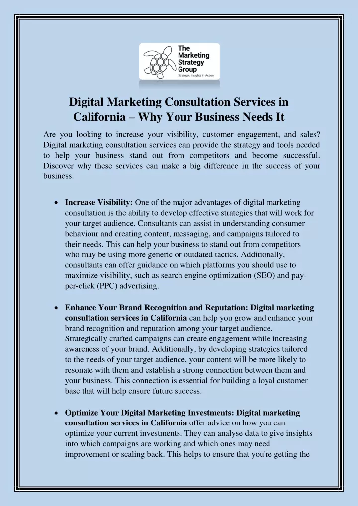 digital marketing consultation services