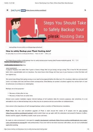 Backup Plesk Hosting data