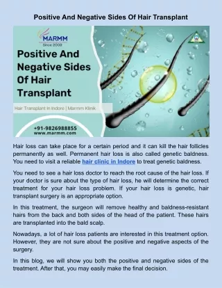 Positive And Negative Sides Of Hair Transplant.docx