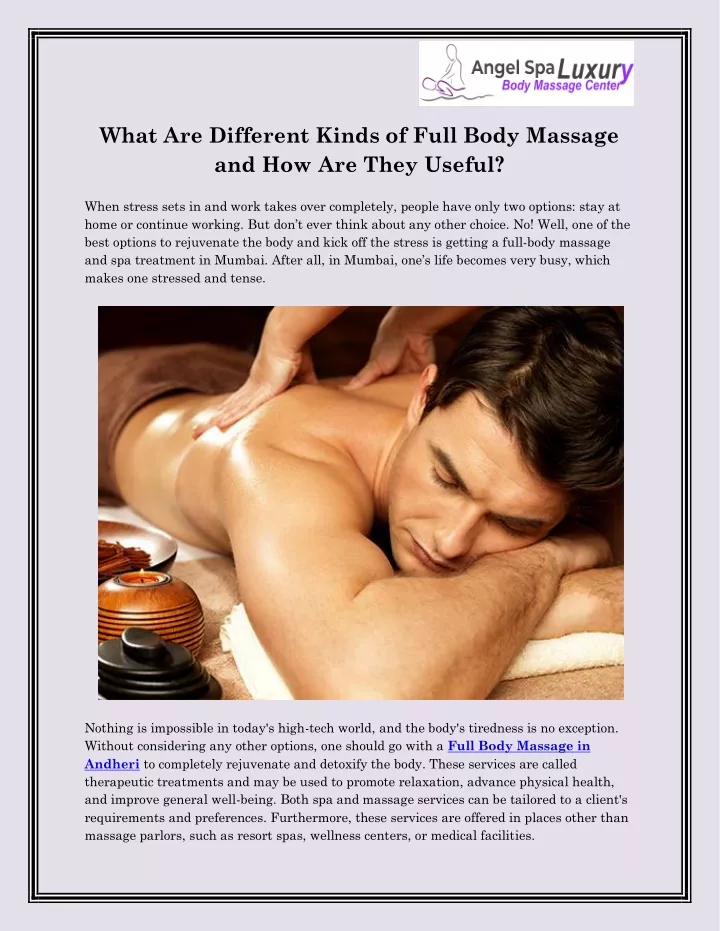 what are different kinds of full body massage