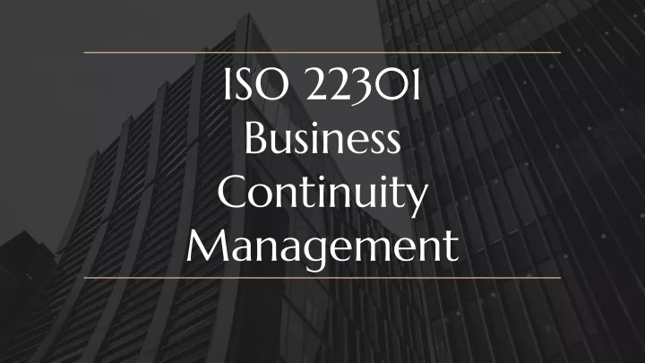 iso 22301 business continuity management