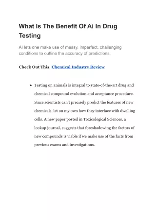 what is the benefit of ai in drug testing