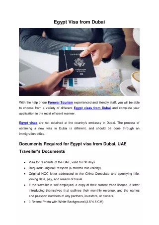 Egypt Visa from Dubaii