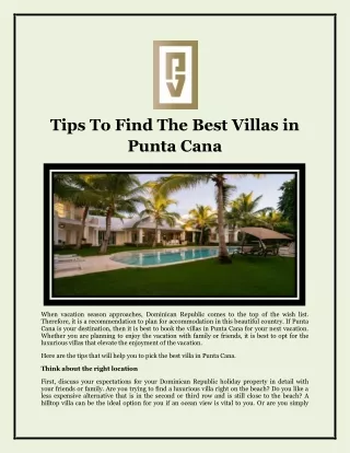 Tips To Find The Best Villas in Punta Cana
