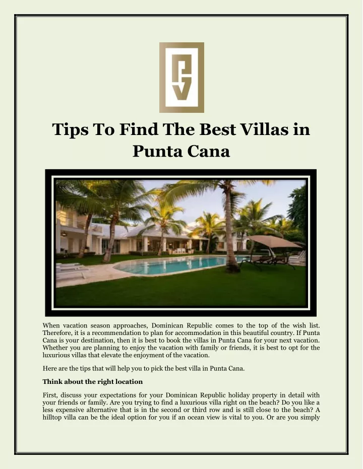 tips to find the best villas in punta cana