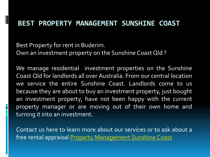 best property management sunshine coast