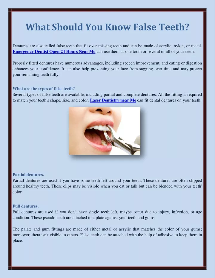 what should you know false teeth