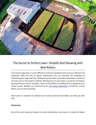 The Secret to Perfect Lawn- Simplify Reel Mowing with Reel Rollers