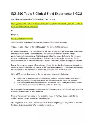 ecs 590 topic 3 clinical field experience b gcu