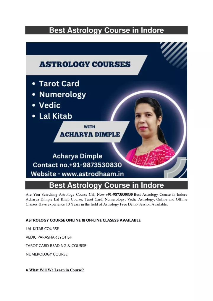 best astrology course in indore