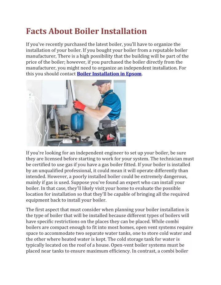 facts about boiler installation