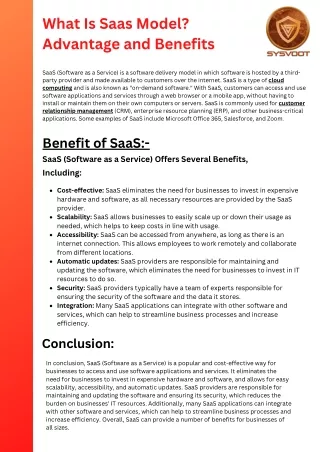 Benefit of SaaS