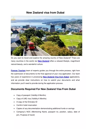 New Zealand visa from Dubai