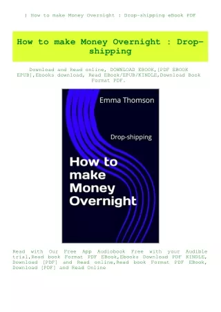 ^DOWNLOAD-PDF) How to make Money Overnight  Drop-shipping eBook PDF