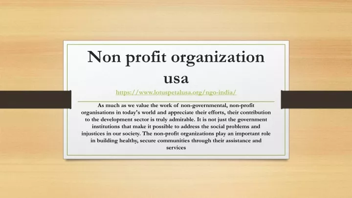 non profit organization usa https www lotuspetalusa org ngo india